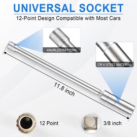 BJSIA 16mm(5/8") Swivel Magnetic Spark Plug Socket Set, 3/8 Inch Drive Thin Wall Socket, 12-Point Design Compatible with Most Cars | BJSIA