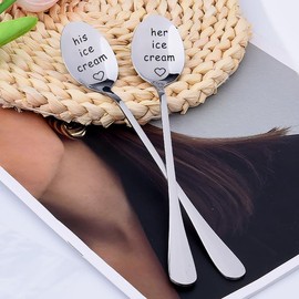 Christmas Stocking Stuffers for Women Men Couple Anniversary Wedding Gifts for Couple House Warming Gifts New Home His and Her Ice Cream Spoons for Couples Boyfriend Girlfriend Ice Cream Spoon