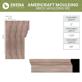 Ekena Millwork MLDW01X02WM180PO Americraft Solid Hardwood Stain Grade Brick Moulding, Poplar