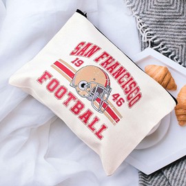 Febremdy Football Lover Gift San Francisco Football Canvas Makeup Bag Vintage Sports Design (1946 football)