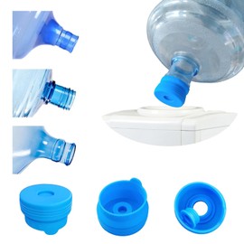 3 Pack Reusable 3 & 5 Gallon Water Jug Cap, Upgrade Silicone Reusable Replacement Caps, Non Spill Lids for 55mm Water Bottle