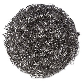 KURLY KATE Stainless Steel Scrubber, Large, 4 x 1 1/2, Steel Gray, 6/Pack (1 Pack), 12 Packs/Carton (1 Carton)