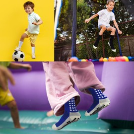 ELUTONG Kids Grip Soccer Socks Football Athletic Non Slip Crew Socks for 12-16 Years Youth Boys Girls(1-6 Pairs)