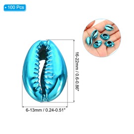 PATIKIL Natural Seashell Charm, 100 Pcs Oval Dyed Shells Craft Pendants Open Back Scallop Shell Beads with Hole for Necklace DIY Ocean Jewelry Making, Blue