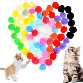 BIPY 20PCS 3.5cm Cat Toy Balls Soft Cats Toys Pompoms Ball Colorful Indoor Kitten Interactive Catch Chase Chew Toy for Kittens Pets Play Exercise Ball Supplies