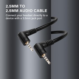 PNGKNYOCN 2.5mm Audio Aux Cable，90 Degree 2.5mm TRRS Male to 2.5mm TRRS Male Double Angled Stereo Headset Headphone Jack Connector Cable （1.8M）