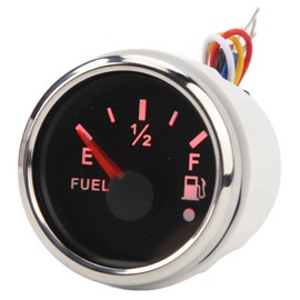 2in Fuel Level Gauge Colorful Backlight Fuel Level Meter for RV Yacht Fishing Boat Ship DC9 to 32V Black Dial Silver Bezel