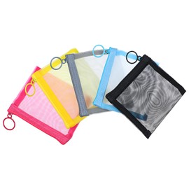 Larrel 5 Pcs Mini Mesh Zipper Pouch, Colorful Polyester Mesh Pouch with Zipper Portable Lightweight Small Zippered Pouches for Organizing Makeup Cosmetics Coin Travel Office Accessories