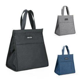 Della Gao Insulated Lunch Bag for Women Men, Waterproof Small Lunch Tote Lunch Box, Reusable Lunch Bags for Work, Party, Travel and Picnic (Black)