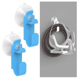 CPAP Hose Hook Tube Hanger, Suction Cup Anti-Skid Organizer, 2-Pack Blue