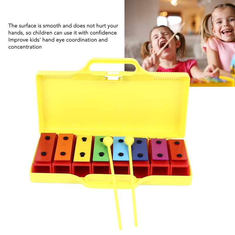 8 Notes Xylophone Colorful Educational Glockenspiel Xylophone Instrument with 2