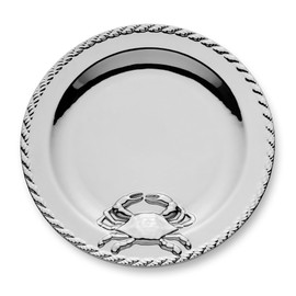 Silver Plated Porcelain Crab 13-Inch Round Platter – Elegant Serveware for Upscale Dining & Entertaining