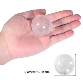 KYEYGWO Natural Rose Quartz Crystal Ball Figure with Wooden Stand, Polished Round Stone Ball Sculpture Fengshui Ornament Gemstone Fortune Telling Ball House Decor for Reiki Healing, Wicca, 40-45 mm