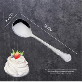 Gehring Solingen Chippendale Cream Spoon, Set of 2, Stainless Steel Cutlery, Spoon Set, Small Serving Spoon, Dishwasher Safe, Made in Germany