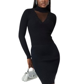 Guess Women's Long Sleeve Alice Rhinestones Turtleneck Sweater, Cream White, Small