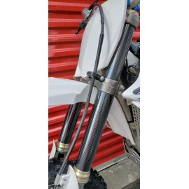 Moto Junkeez Fork Skins Graphics Grey Brushed Aluminum Covers Yamaha YZ 250F 450F 125 250 X