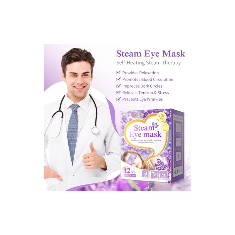 Máscara de Ojos de Vapor,12 Paquetes Máscara de Dormir Desechable