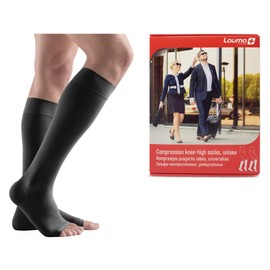 Lauma Medical, 23-32mmHg Medical Compression Knee High Socks Class 2 Open Toe Varicose Veins Common Leg Swelling Calf and Feet Pain, black
