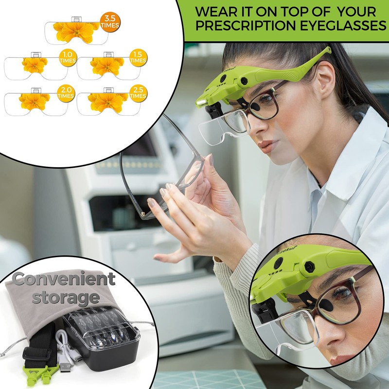 Dilzekui Magnifying Glasses with Light for Close Work, 1X to