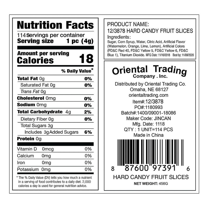 Fun Express 152 Pieces Hard Candy Fruit Slices,1 pound, individually