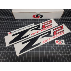 ZR2 Off Road Decals (2pk) Bedside Fender 12.5" Stickers Fits Silverado Colorado ZR-2 Select Color: (Matte Black & Red)