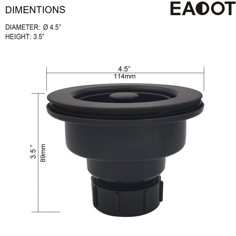 Black Polymer Drain Kitchen Sink Drain Assembly with 2 Removable