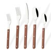 20 Pieces Forged Silverware Set for 4, Stainless Steel Wooden