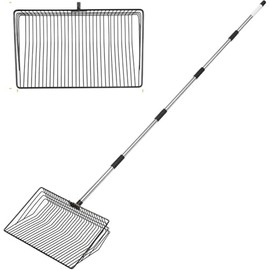 MOVDEET 10 inch Large Chicken Poop Scooper,4 in1 Chicken Coop Poop Shovel,Adjustable 32" to 67" Stainless Steel Chicken Coop Scoop,Litter Sifting Shovel Poop Scooper for Chicken Coop Pet Waste