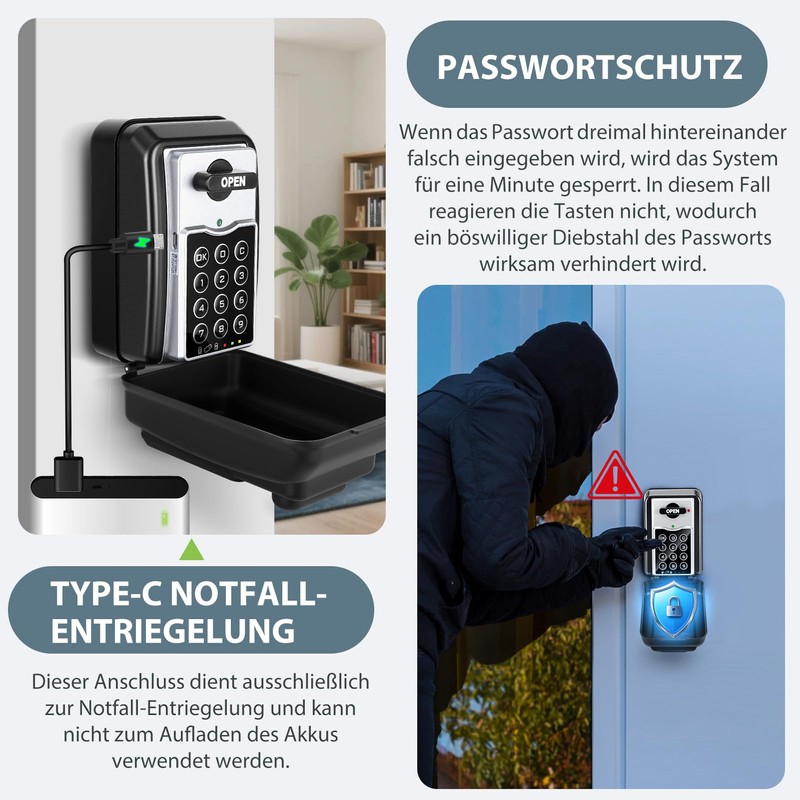 Key Safe with Number Code, Key Safe Outdoor Waterproof Key