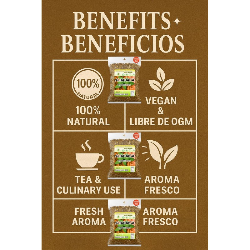 Albahaca Seca para Té y Condimento(Dried Basil Leaves – 4
