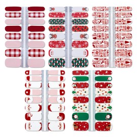 WOKOTO 5 Sheets Christmas Adhesive Nail Polish Decals Strips with 1Pc Nail File Snowflake Nail Art Wraps Stickers Manicure Kit for Women