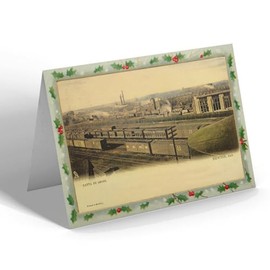 CHRISTMAS CARD - Vintage Kansas USA - Newton. Santa Fe Shops (b)