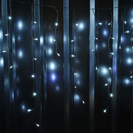 LightsGo Waterproof Cool White Icicle Christmas Fairy Lights 120 Lights 4 Metres Wide Plus Long Lead Cable - Safe Voltage (120 Lights 4M)