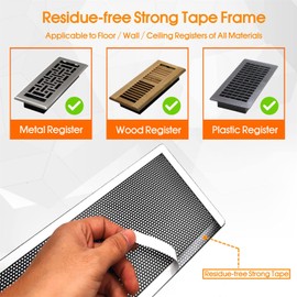 Floor Register Vent Cover, 2"x10" Sticky Air Vent Screen Mesh Covers for Home Floor/Wall/Ceiling Registers Air Vent Filters, Black (4 Packs)