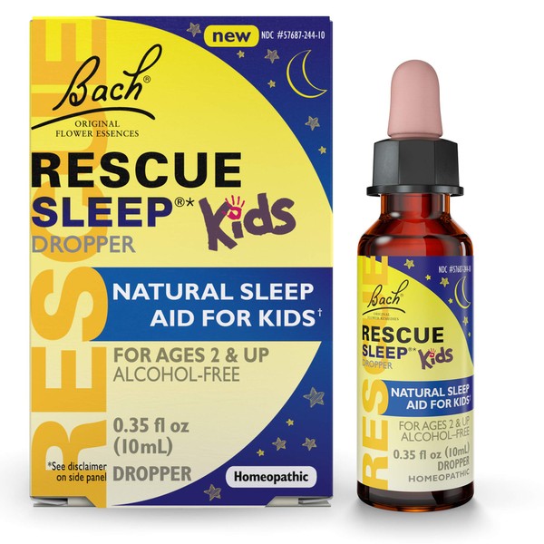 Bach RESCUE SLEEP KIDS Dropper 10mL, Natural Sleep & Stress Relief Aid, Homeopathic Flower Essence, Free of Melatonin, Sugar & Gluten, Kid-Friendly, Non-alcohol Formula
