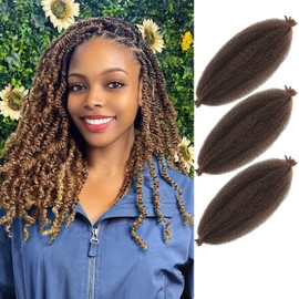 Marley Twist Braiding Hair 1B/30 Spring Twist Hair 18 Inch Cuban Twist Hair for Butterfly Locs Faux Locs Crochet Hair Braiding Hair for Braids Kinky Curly Braiding Hair Extensions(3 Packs,T30#)