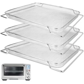Air Fryer Basket for Breville Smart Oven Air Fryer Pro, 3pcs Stainless Steel Mesh Baskets Air Fryer Accessories, Mesh Tray for Oven, Microwave Ovenro (for Breville:16.5"D x 11.8"W x 0.5"H)
