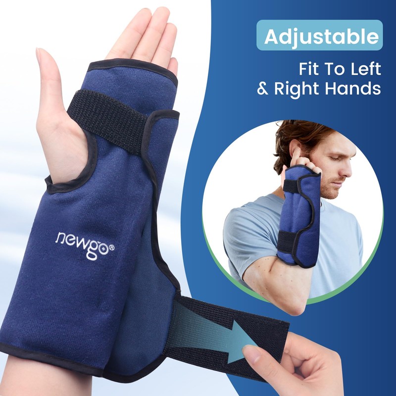 NEWGO Wrist Ice Pack Wrap for Hand, Flexible Carpal Tunnel