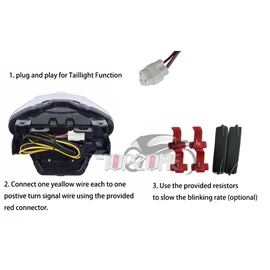Fit For Yamaha 2015-2017 FZ07；2014-2017 MT-07; 2015-2017 YZF-R25; 2015-2022 YZF-R3/ ABS; Rear Lamp Brake Tail Light with Integrated Turn Signal Indicators (Clear, Style2 LED Flash)