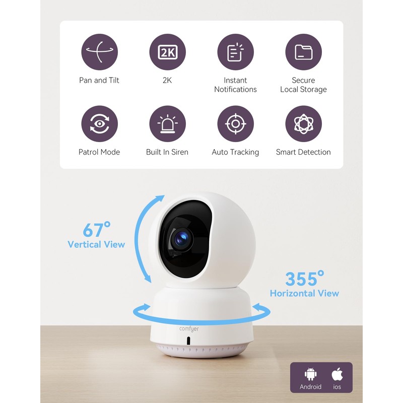 comfyer Baby/Pet Monitor for Indoor Security, Monitoring with Smart Phone