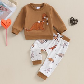 Hnyenmcko Toddler Baby Boy Valentines Day Outfits Long Sleeve Heart Letter Print Sweatshirt Casual Pants Sets Spring Clothes (A-Auburn, 0-6 Months)