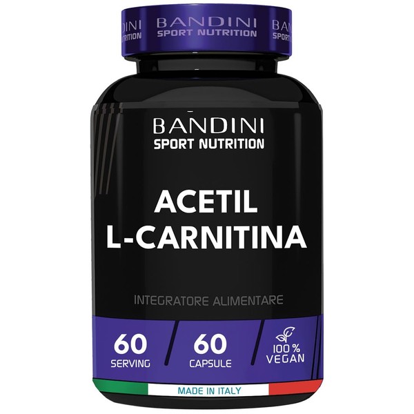 Bandini® Acetyl L-Carnitine - 1000 mg per capsule - Supplement for athletes who practice intense physical activity - Acetyl l-carnitine 60 capsules - Highly dosed - Made in Italy
