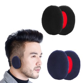 Bipl 2 Pairs of Earbags Ear Warmers for Women/Men, Winter Warmth Earmuffs, Enclosing Ear Totally, Soft Thickened Ear Warmers, Wind, Cold, Anti-Fall, for Autumn/Winter Earmuffs, Black/Navy
