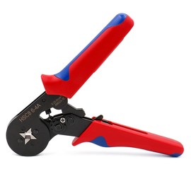 Baomain Crimping Plier HSC8 6-4A Self-adjustable Crimping Tools for 0.25-6 mm² AWG 23-10, Square Ferrule Wire Cable End-sleeves Red