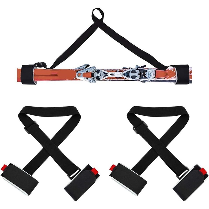 Bestgle 2 Packs Adjustable Ski and Pole Carrier Strap Shoulder