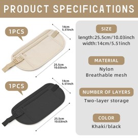 EPCDBBRT 2 Pieces of Close-Fitting Waist Bags, Travel Portable Waist Bags, Card Protection Bags, Cycling Waist Bags, Adjustable Waist Bags, Multifunctional Zipper Waist Bags