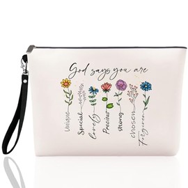 Nioobager Makeup Bag Gift Christian Bag Toiletry Bag Canvas Tote Bag, Travel Toiletry Organizer Zipper Pouch for Mothers Day Graduation Birthday BridesMaid Gift