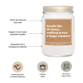 You Nique Designs Pride and Prejudice Gifts, Jane Austen 8oz Candle, Cool Candles for Reading Lovers, Book Themed, Bookish Gifts for Book Readers, Unique Bookworm Candle (Lavender & Vanilla)