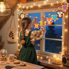 Herefun 15 Autumn Animal Craft Sets for Children, Autumn Creative Set, Autumn Craft Set, DIY Autumn Gift Autumn Leaf with Lgel, Owl, Fox, Squirrel, Autumn Decoration, Crafts, Boys, Girls, Autumn Time