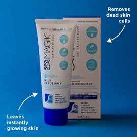 Sea Magik - Face Scrub Exfoliator, Soothing and Replenishing, Infused with Hydrating Dead Sea Salt and Salicylic Acid, Moisturising, Suitable for All Skin Types, Vegan, Cruelty Free (75ml)